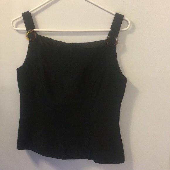 Vintage Tops - Vintage black crop top with button detail